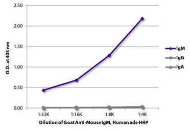 Goat anti-Mouse IgM (mu chain) antibody, pre-adsorbed (HRP). GTX03389-01