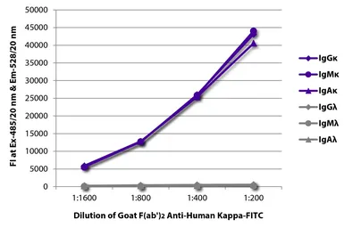 Goat Anti-Human kappa light chain antibody, F(ab')2 fragment, pre-adsorbed (FITC). GTX04131-06