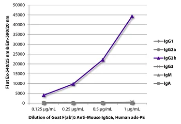 Goat Anti-Mouse IgG2b (Heavy chain) antibody, F(ab')2 fragment, pre-adsorbed (PE). GTX04216-08