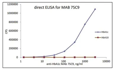 Anti-Glycated Hemoglobin A1c (HbA1c) antibody [75C9] used in ELISA (ELISA). GTX04309