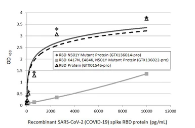 Anti-SARS-CoV-2 (COVID-19) Spike RBD antibody [HL1004] (HRP) used in ELISA (ELISA). GTX635793-01
