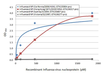 Anti-Influenza A virus Nucleoprotein antibody [GT23] used in ELISA (ELISA). GTX641086