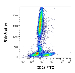 Anti-CD26 antibody [BA5b] (FITC) used in Flow cytometry (FCM). GTX80223