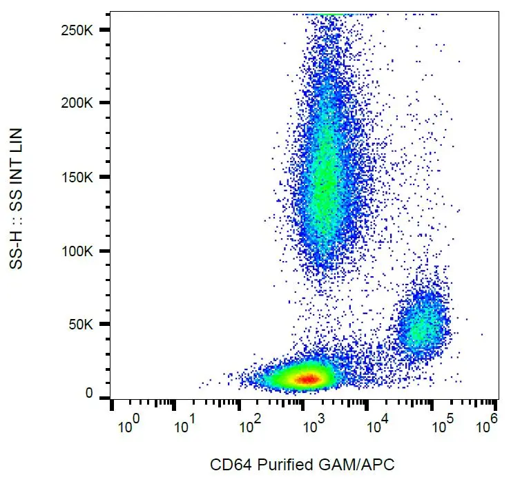 FACS analysis of human peripheral blood using GTX00467 CD64 antibody [10.1].