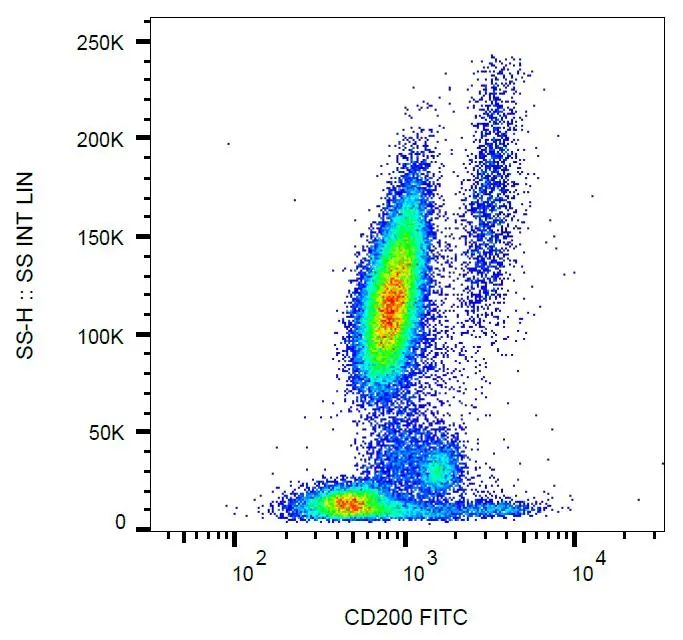 FACS analysis of human peripheral blood using GTX00487-06 CD200 antibody [OX-104] (FITC).