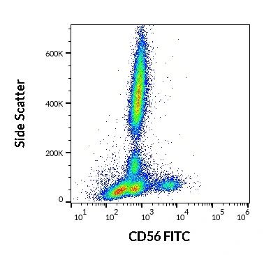 FACS analysis of human peripheral blood using GTX00513-06 NCAM antibody [LT56] (FITC).