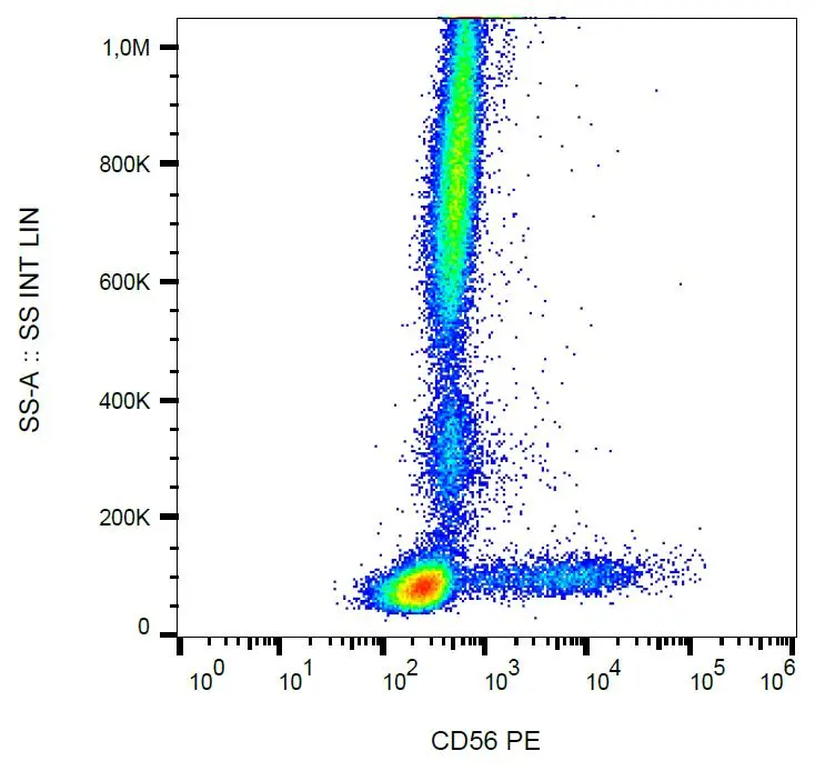 FACS analysis of human peripheral blood using GTX00513-08 NCAM antibody [LT56] (PE).