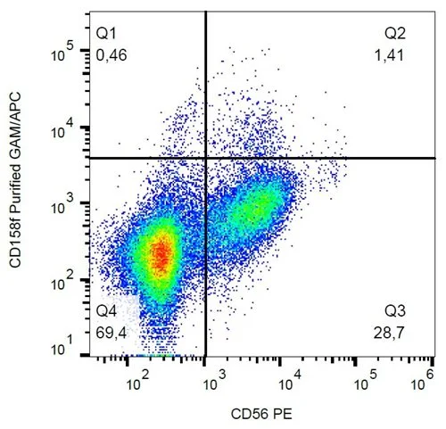 FACS analysis of human peripheral blood using GTX00515 KIR2DL5A antibody [UP-R1].