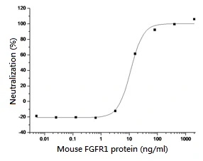 The protein activity of GTX01384-pro Mouse FGFR1 protein was measured by its ability to inhibit FGF-acidic (aFGF / FGF1) induced Balb/c 3T3 cells proliferation.<br>ED?? : 6-25 ng/ml in the presence of 0.5 ng/ml of mouse FGF acidic (aFGF/FGF1) protein