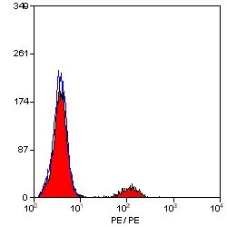 FACS analysis of human peripheral blood lymphocytes using GTX74730 CD21 antibody [LB21] (PE).