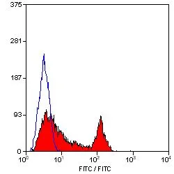 FACS analysis of human peripheral blood lymphocytes using GTX75045 Integrin alpha 6 antibody [450-30A] (FITC).