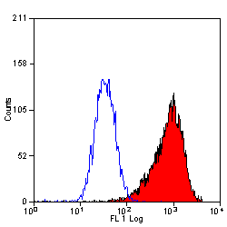 Staining of WEHI cells with Rat anti Mouse CD34: RPE (GTX75414)