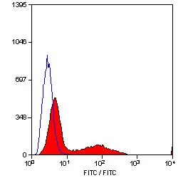 FACS analysis of mouse bone marrow cells using GTX75411 CD34 antibody [MEC14.7] (FITC).