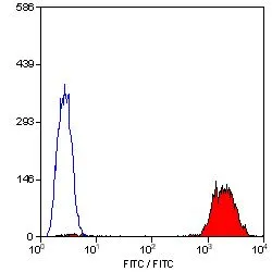 FACS analysis of human peripheral blood platelets using GTX76176 CD41 antibody [PM6/248] (FITC).