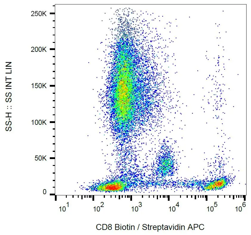 Surface staining of human peripheral blood lymphocytes using anti-human CD8: PE (GTX78259).