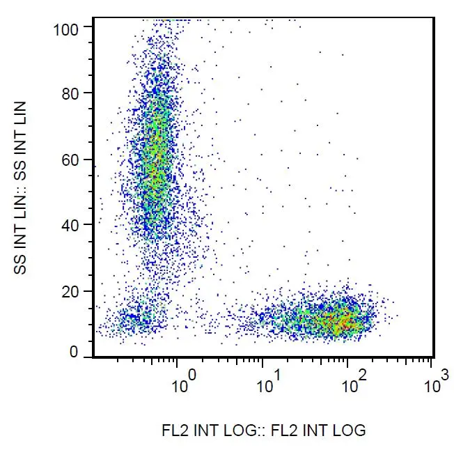 FACS analysis of human peripheral blood using GTX79986 CD7 antibody [MEM-186] (PE).