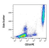 Anti-CD16 antibody [3G8] (PE) used in Flow cytometry (FACS). GTX00468-08