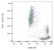 Anti-CD99 antibody [3B2/TA8] (APC) used in Flow cytometry (FACS). GTX03474