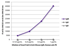 Goat Anti-Mouse IgM (Mu chain) antibody, F(ab')2 fragment, pre-adsorbed (PE). GTX04194-08