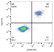 Anti-CD79a antibody [HM57] (APC) used in Flow cytometry (FACS). GTX80093